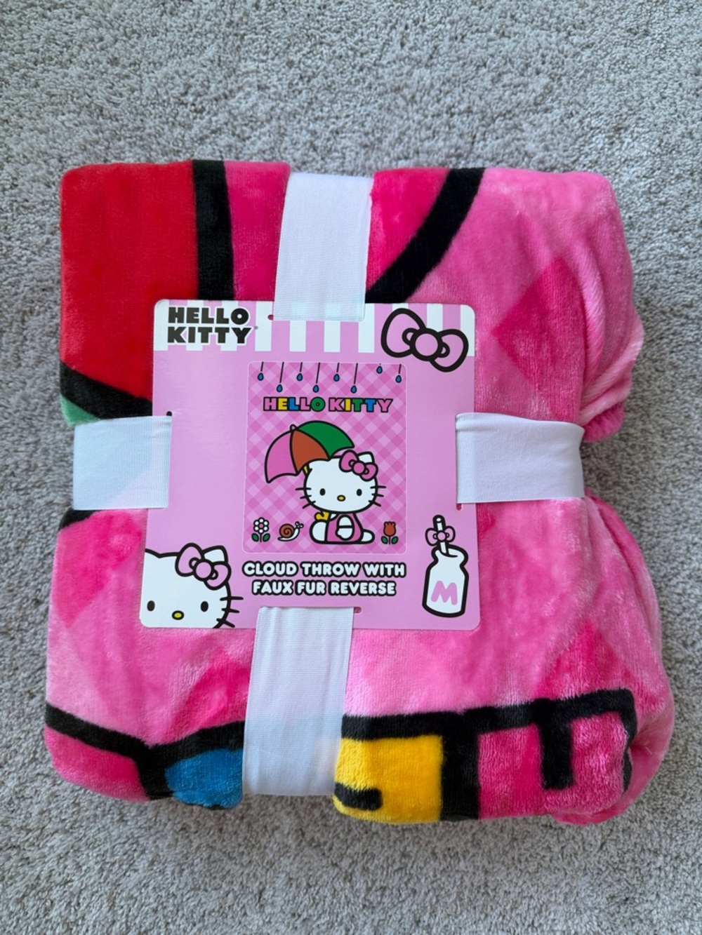 Hello Kitty Pink Multicolor Plush Throw Blanket